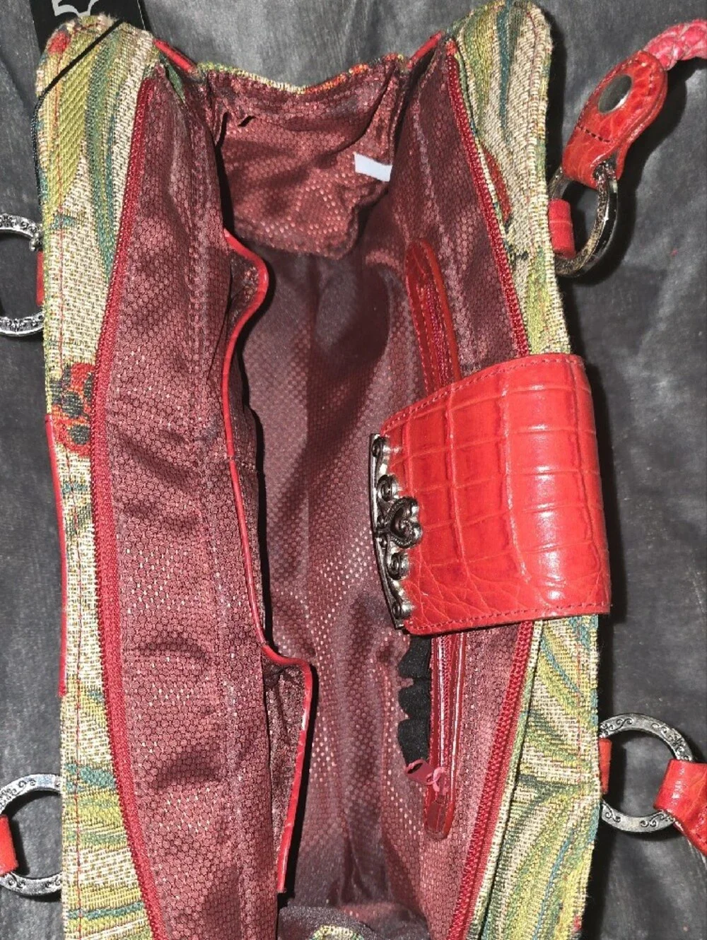 Red-Accented Ladybug Tapestry Shoulder Bag